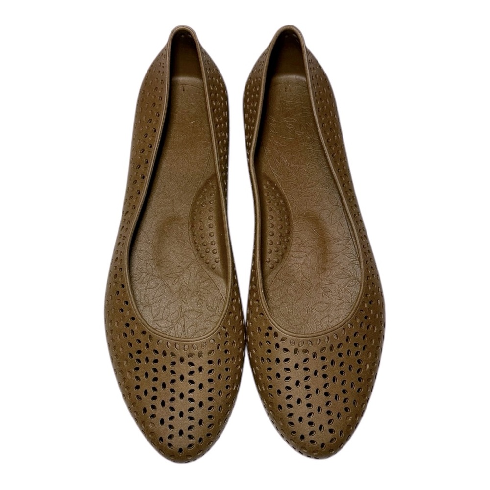 OKABASHI Brown Perforated Women's Samantha Ballet Flats 9 NWOT